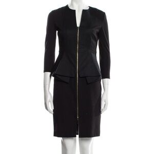 TED BAKER Black 'Jamtye' Structured Black Full 2-way Zip Dress SZ 3 = US 8